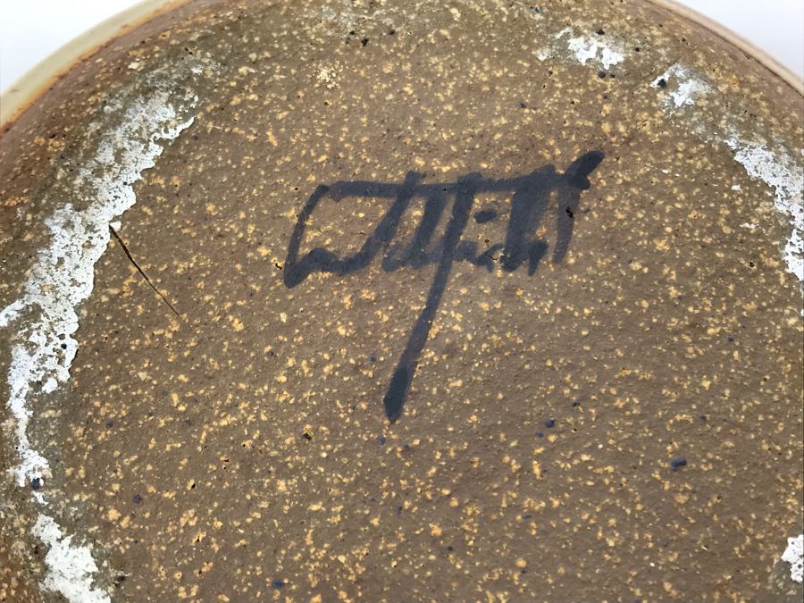 Set Of (3) Signed Pottery Lidded Jars 9.5H [Photo 9]