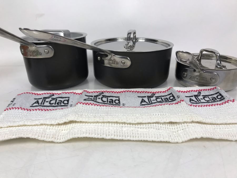 Set Of (3) All-Clad Pots Pans And All-Clad Towel [Photo 2]