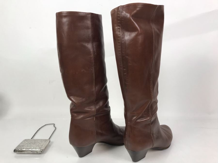 Women's Silvana Brown Leather Boots Made In Italy Size 8.5 [Photo 5]