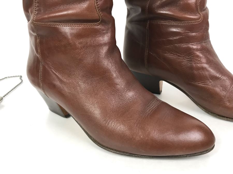 Women's Silvana Brown Leather Boots Made In Italy Size 8.5 [Photo 3]