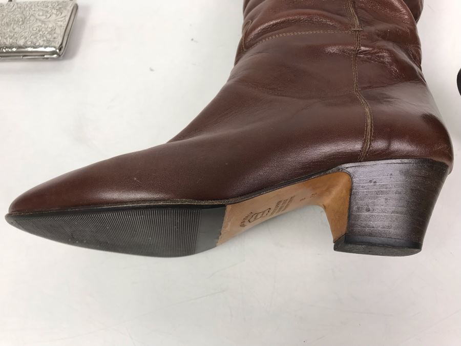 Women's Silvana Brown Leather Boots Made In Italy Size 8.5 [Photo 9]