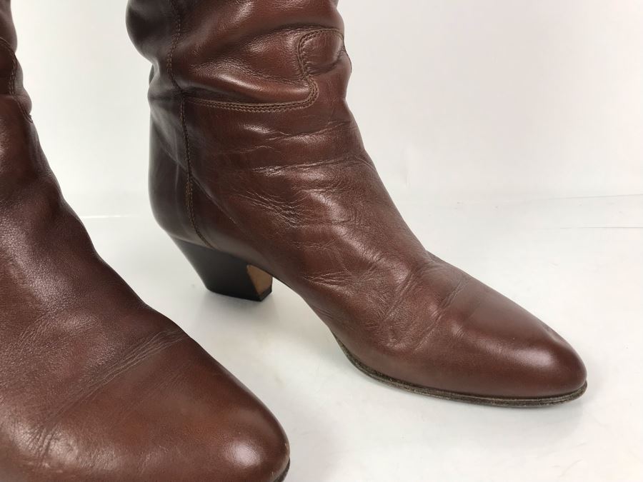 Women's Silvana Brown Leather Boots Made In Italy Size 8.5 [Photo 4]