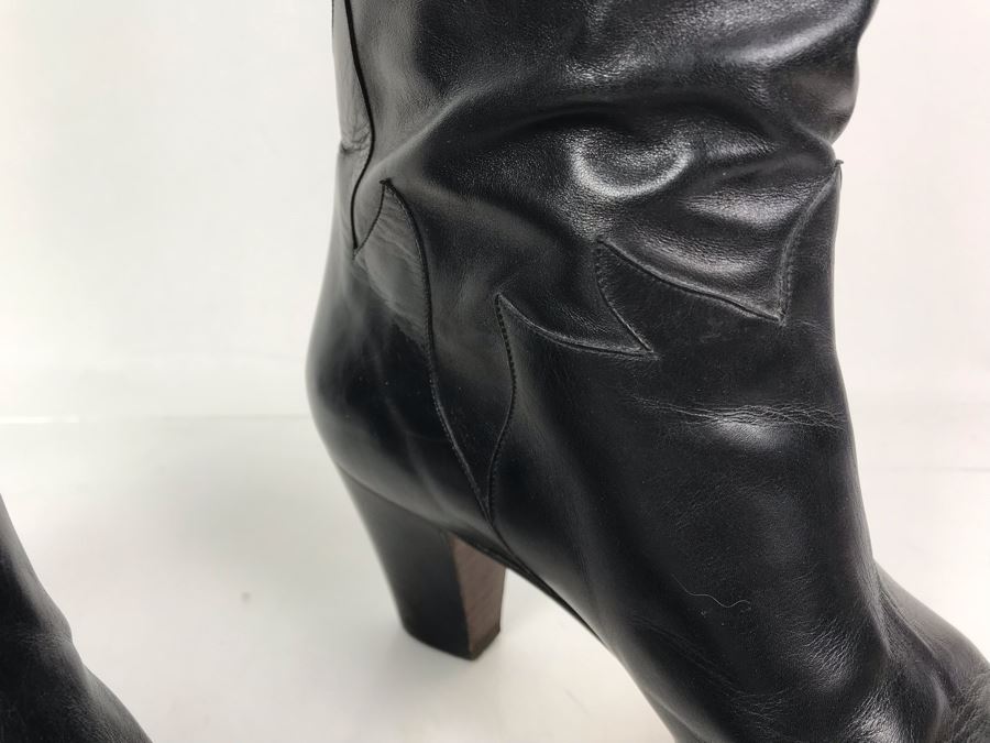 Women's Electa Black Leather Boots Made In Italy Size 8.5 [Photo 3]