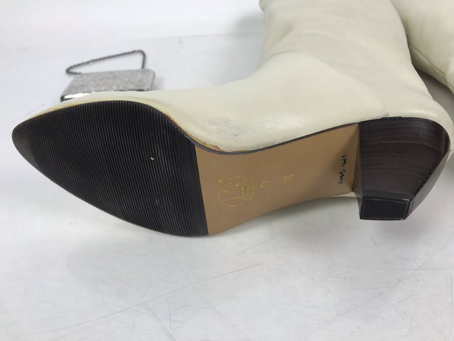 Women's Bandolino White Leather Boots Made In Italy [Photo 5]