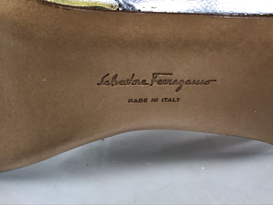 Women's Salvatore Ferragamo Italian Silver High-Heel Shoes [Photo 8]