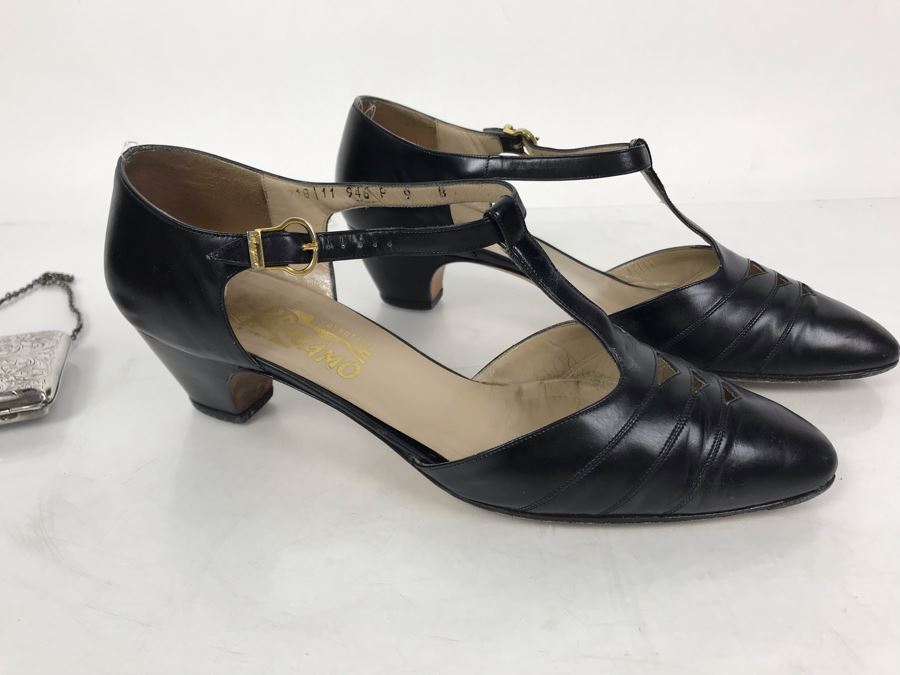 Women's Salvatore Ferragamo Italian BlackShoes Size 9 [Photo 1]