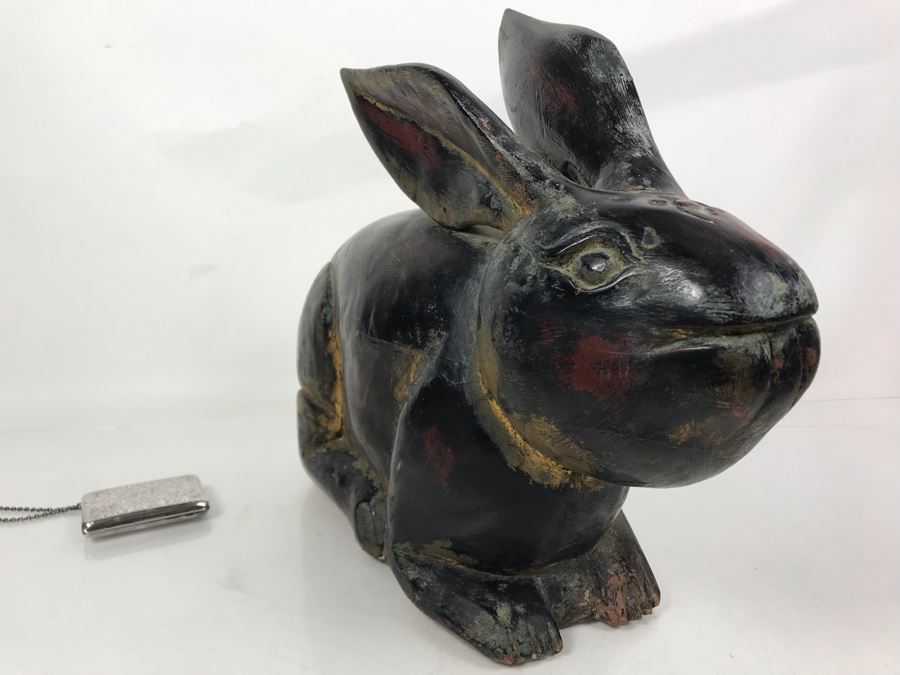 Large Gilded Carved Wooden Rabbit 19W X 8D X 14.5H [Photo 8]