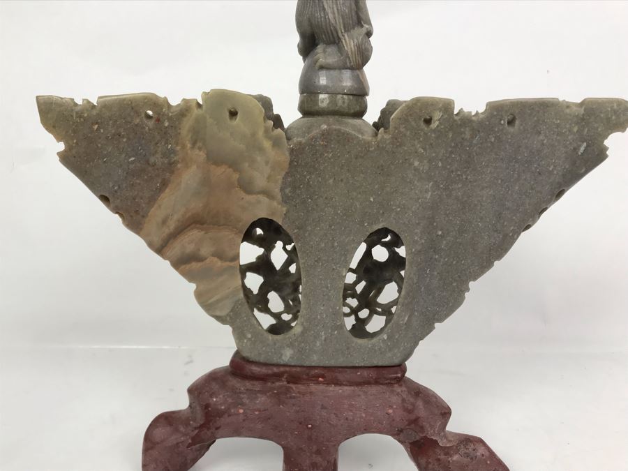 Vintage Chinese Hand Carved Soapstone Incense Burner With Foo Dogs 11W X 4D X 11.5H [Photo 14]