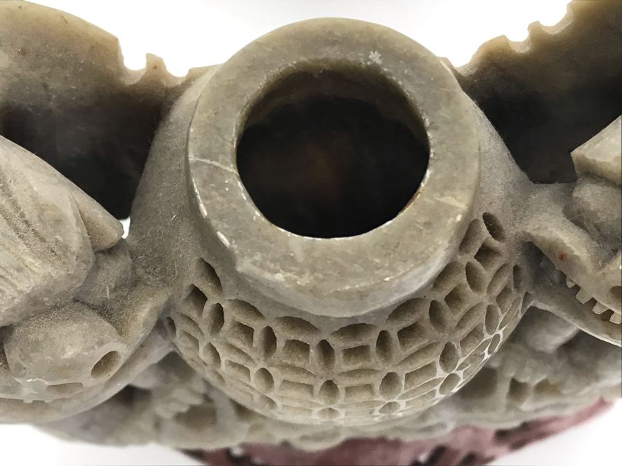 Vintage Chinese Hand Carved Soapstone Incense Burner With Foo Dogs 11W X 4D X 11.5H [Photo 10]
