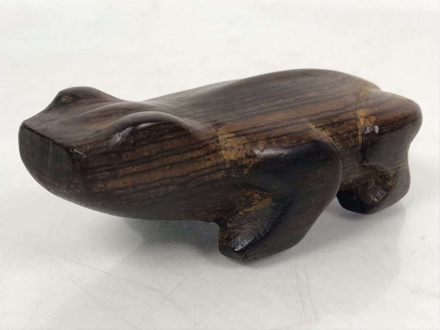 Hand Carved Wooden Frog 4L X 2W [Photo 1]