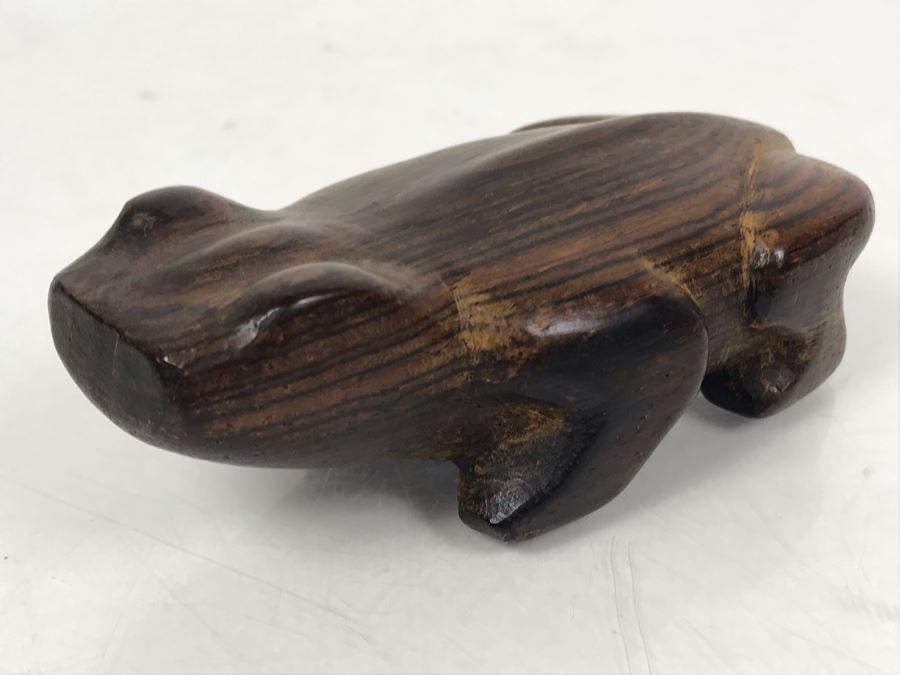 Hand Carved Wooden Frog 4L X 2W [Photo 2]