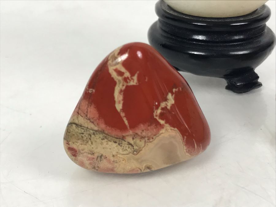 (3) Carved Stone Eggs And (2) Polished Stones [Photo 12]