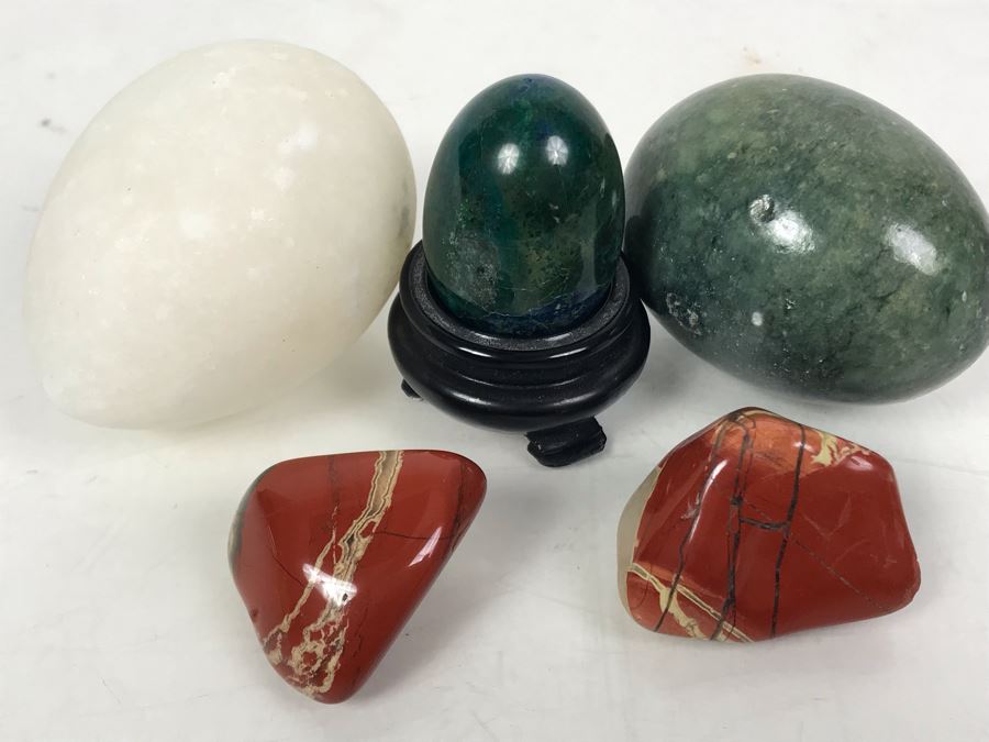 (3) Carved Stone Eggs And (2) Polished Stones [Photo 3]
