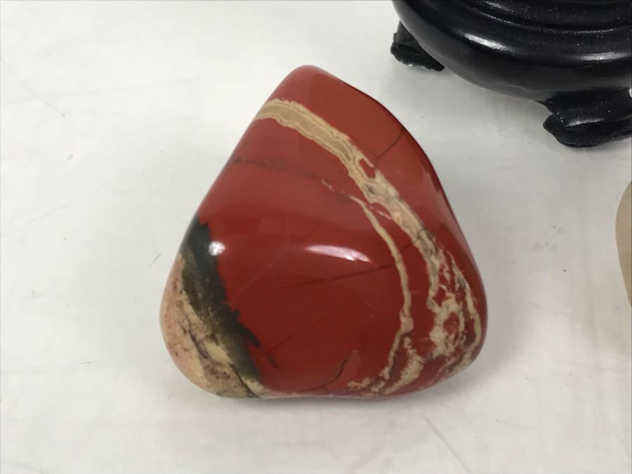 (3) Carved Stone Eggs And (2) Polished Stones [Photo 11]