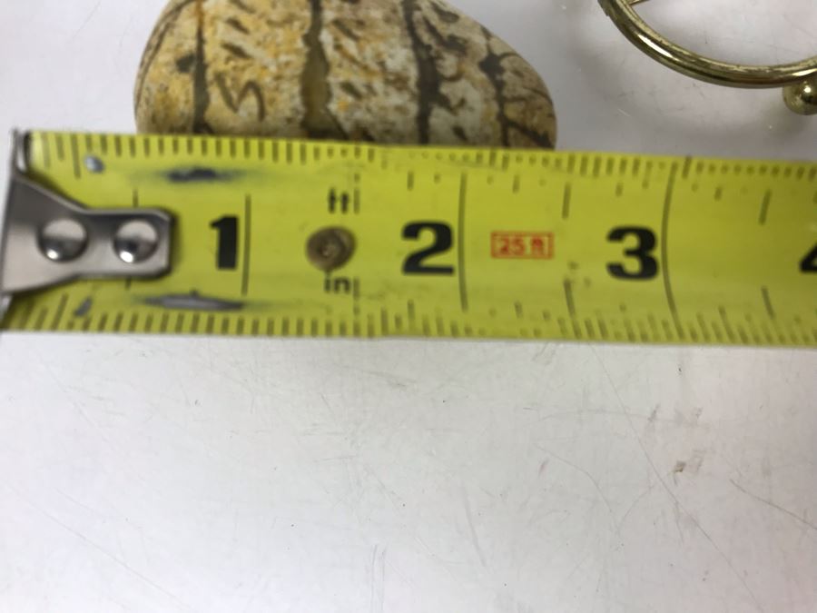 Old Carved Stone Egg With Flower Pattern On Ends And Writing On Sides 2.5L With Brass Stand [Photo 10]