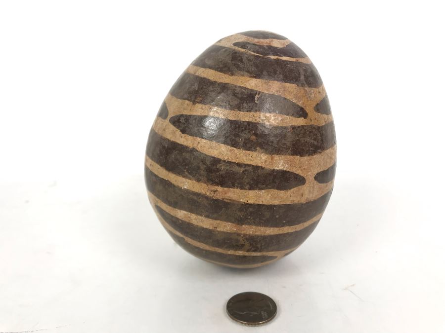 Painted Pottery Egg With Metal Stand 5.5L X 5W [Photo 2]