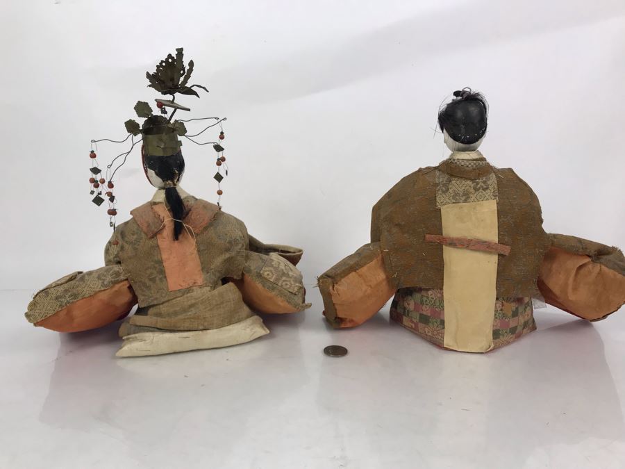 Pair Of Old Japanese Dolls 9.5H [Photo 18]