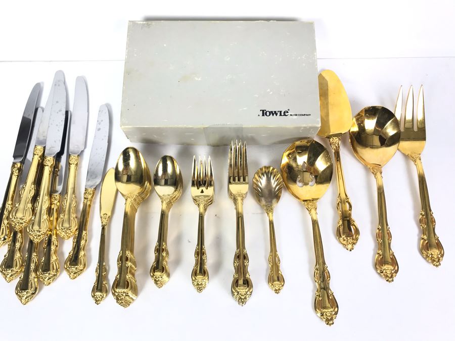 Towle Goldplated King Arthur Flatware Set Apx Service For 8