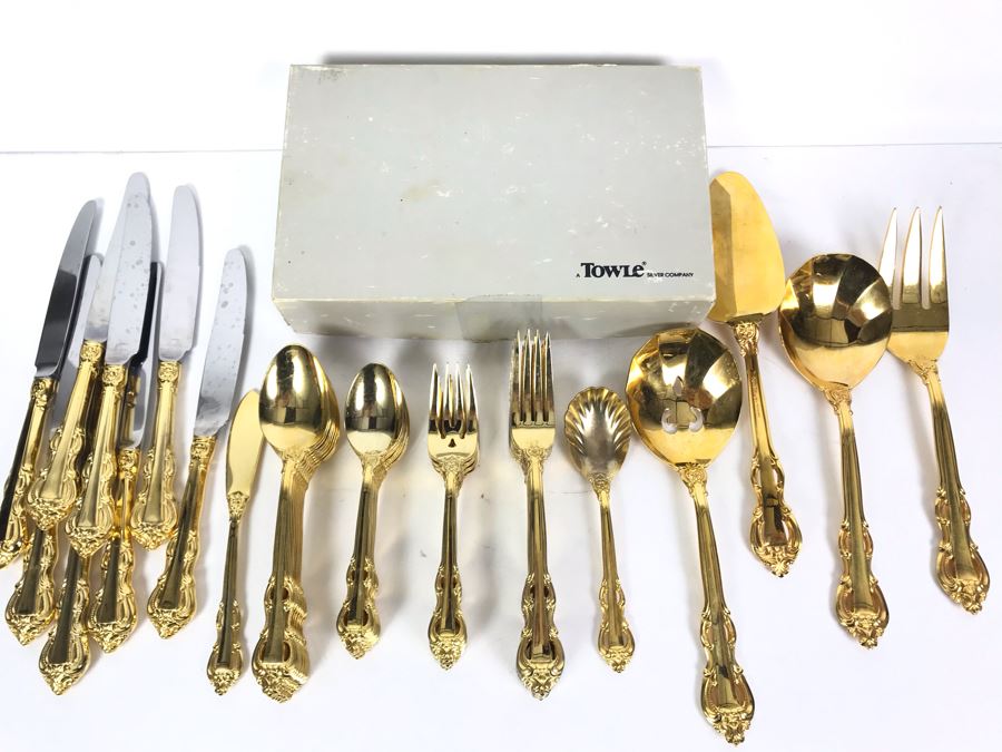 Towle Goldplated King Arthur Flatware Set Apx Service For 8 [Photo 2]