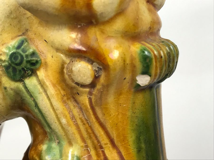 Vintage Majolica Pottery Horse Sculpture 22W X 10D X 16.5H  [Photo 4]