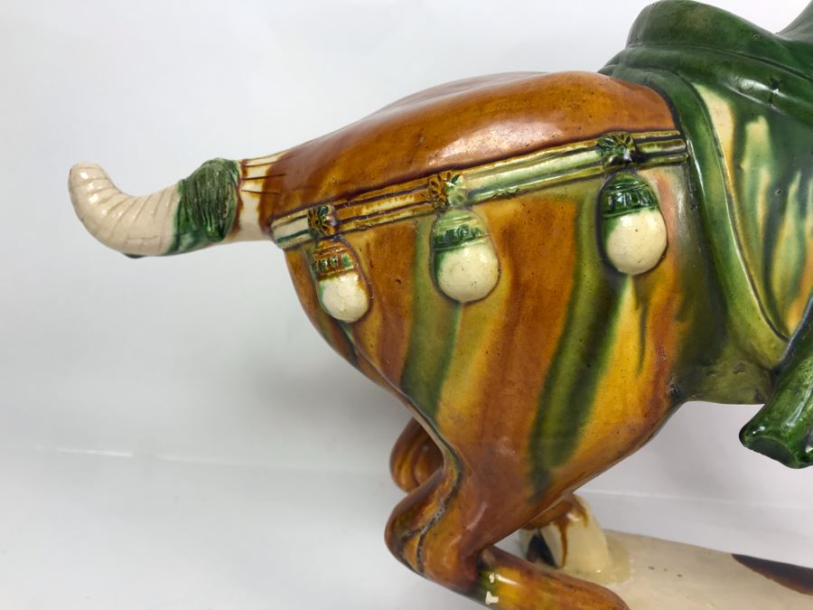 Vintage Majolica Pottery Horse Sculpture 22W X 10D X 16.5H  [Photo 5]