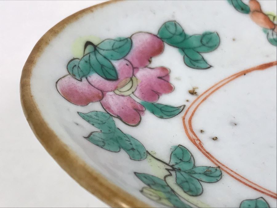 Old Chinese Famille Rose Porcelain Footed Dish Signed On Bottom 9W X 7D X 2H [Photo 9]