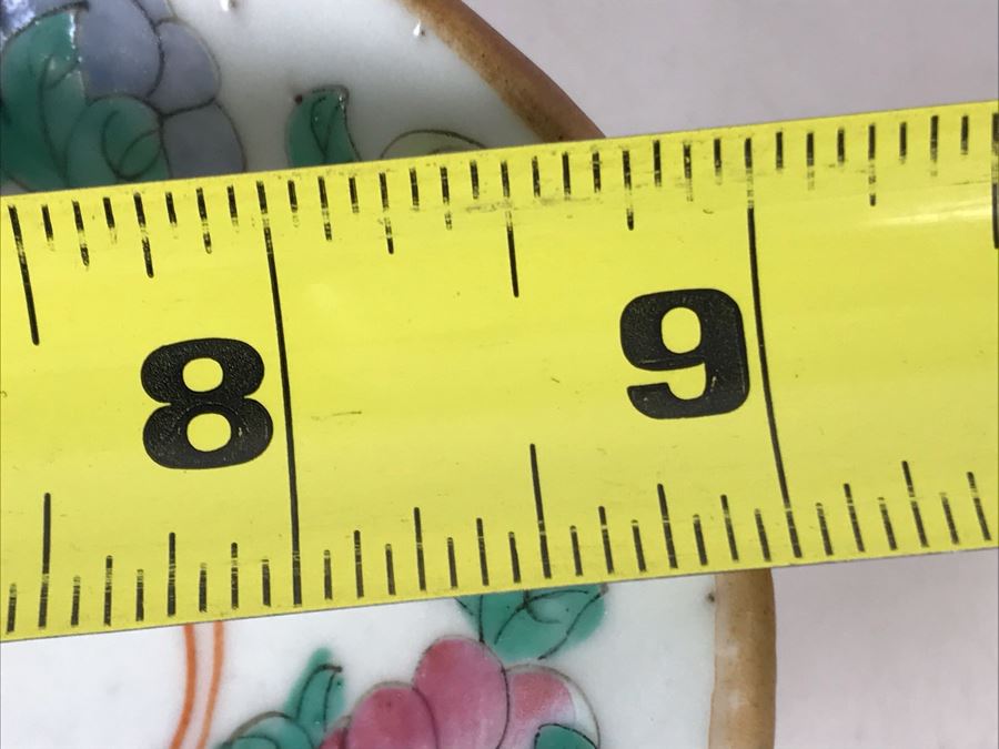 Old Chinese Famille Rose Porcelain Footed Dish Signed On Bottom 9W X 7D X 2H [Photo 15]