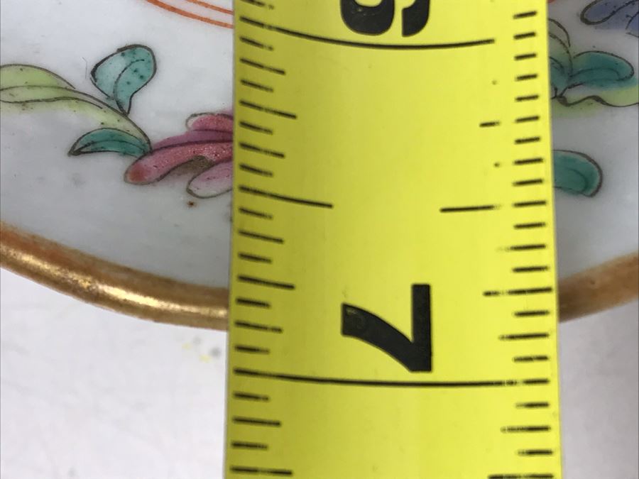 Old Chinese Famille Rose Porcelain Footed Dish Signed On Bottom 9W X 7D X 2H [Photo 16]