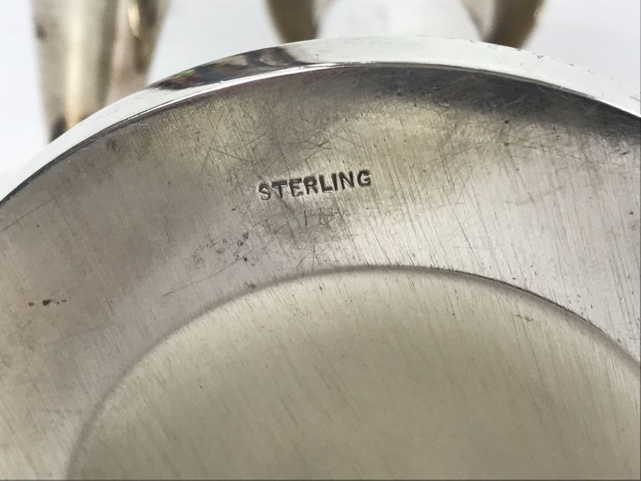 Pair Of Sterling Silver Candlesticks Candle Holders 9H 780g Total Sterling Silver Weight [Photo 10]