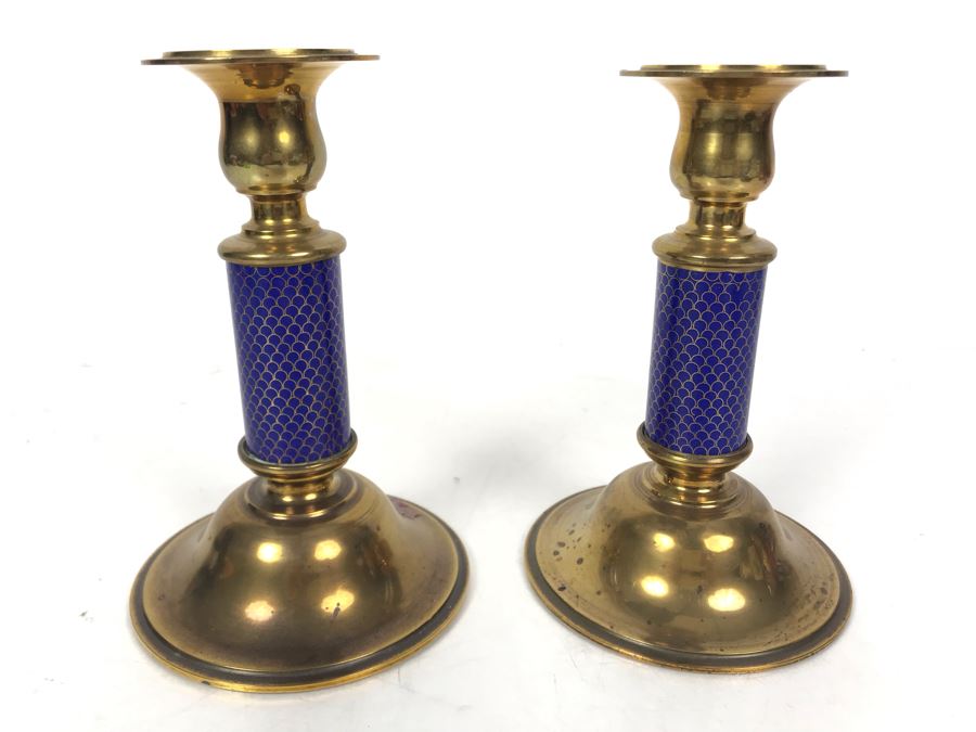Nieman Marcus Brass Candlesticks Candle Holders 6.5H