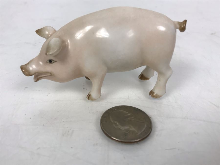 Herend Hungary Hand Painted Porcelain Pig Figurine 3W