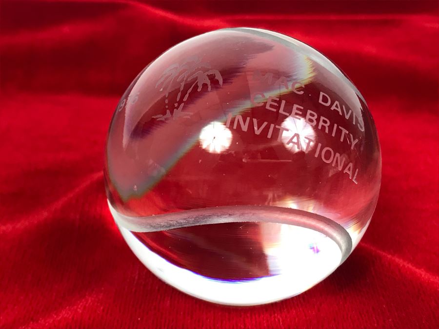 Vintage 1976 Tiffany & Co. Crystal 'Mac Davis Celebrity Invitational' Paperweight [Photo 3]