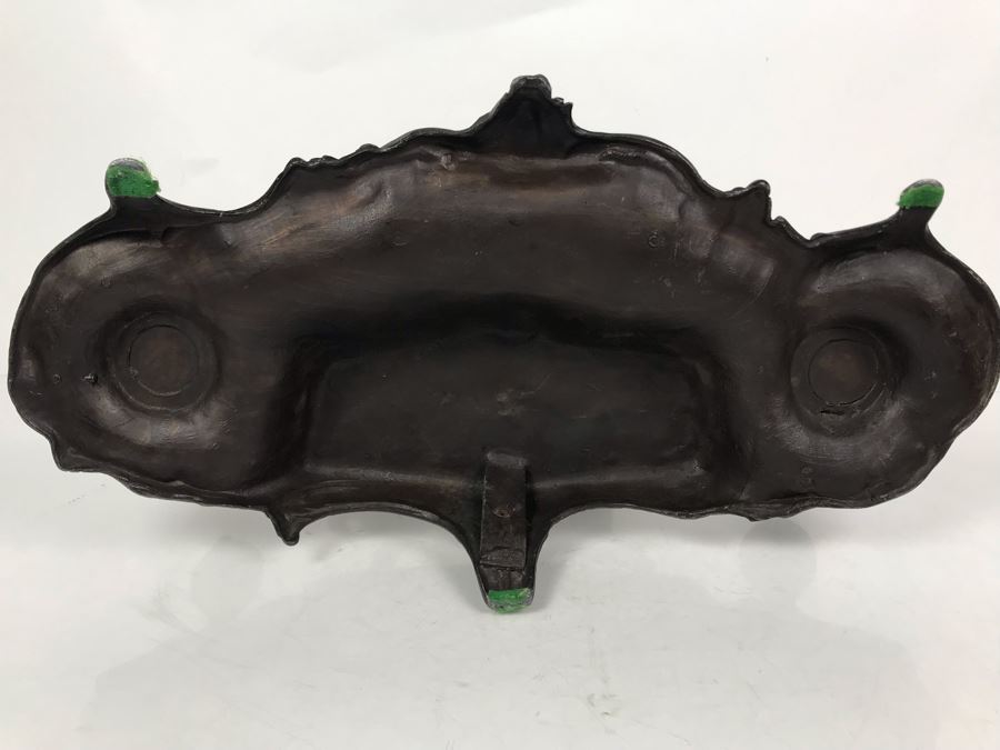 Large Antique French Inkwell Desk Set With Buck Deer Stag Signed A. Bossu [Photo 15]