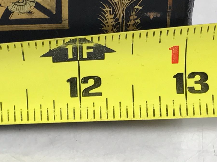 Old Chinese Ornately Decorated Lacquer Safe Box With Chased Metal Box Inside 13W X 9.5D X 7.75H - See Photos For Condition Issues [Photo 34]