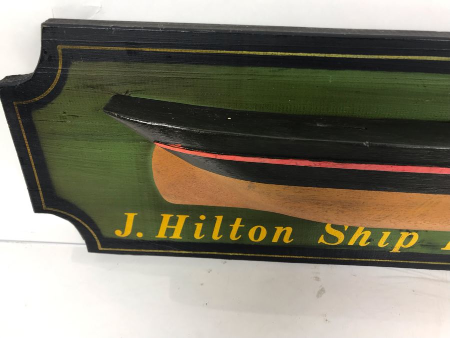 Handmade Wooden Relief Sign 'J. Hilton Ship Builder Leith 1836' 26W X 6H [Photo 3]