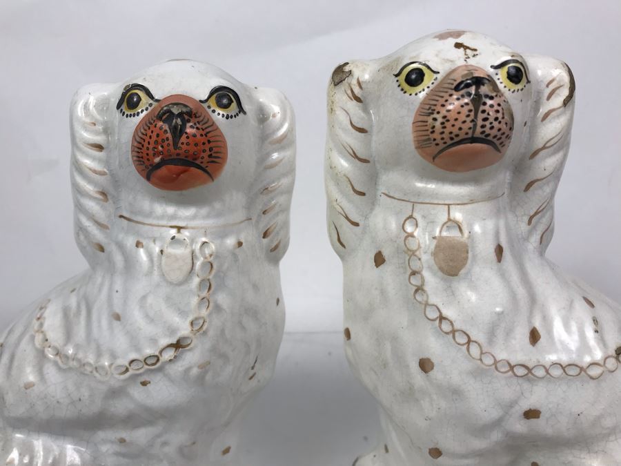 Pair Of Vintage English Staffordshire Dogs 10H [Photo 4]