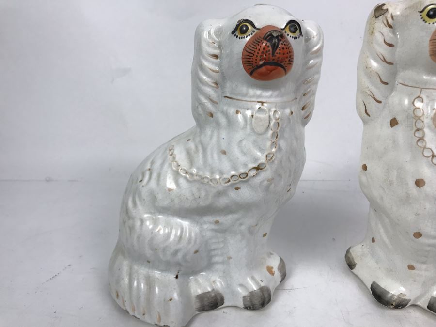 Pair Of Vintage English Staffordshire Dogs 10H [Photo 16]