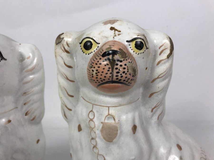 Pair Of Vintage English Staffordshire Dogs 10H [Photo 7]
