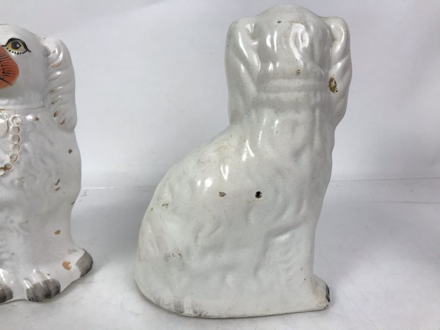 Pair Of Vintage English Staffordshire Dogs 10H [Photo 13]