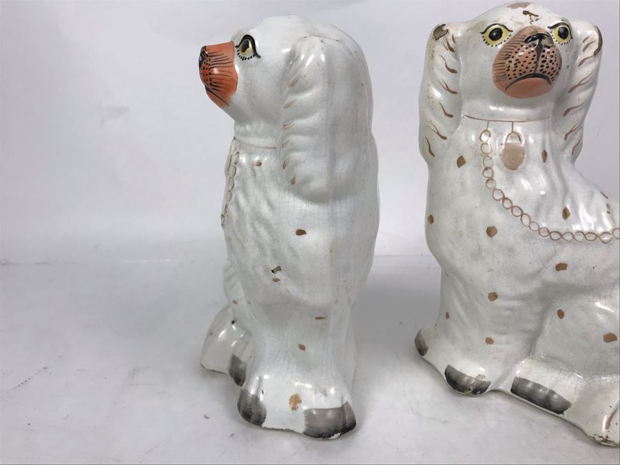 Pair Of Vintage English Staffordshire Dogs 10H [Photo 20]