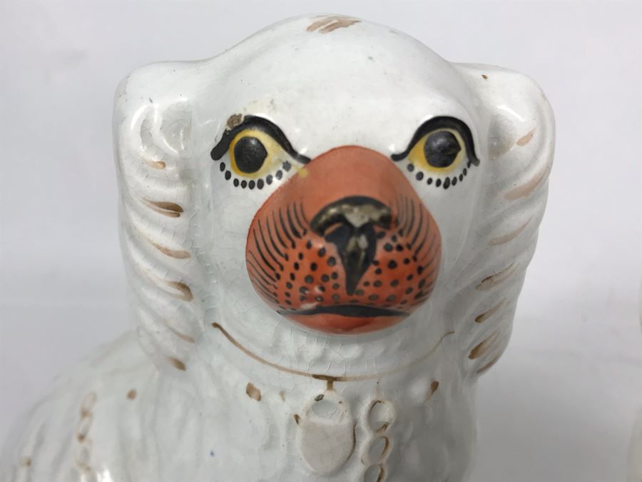 Pair Of Vintage English Staffordshire Dogs 10H [Photo 18]