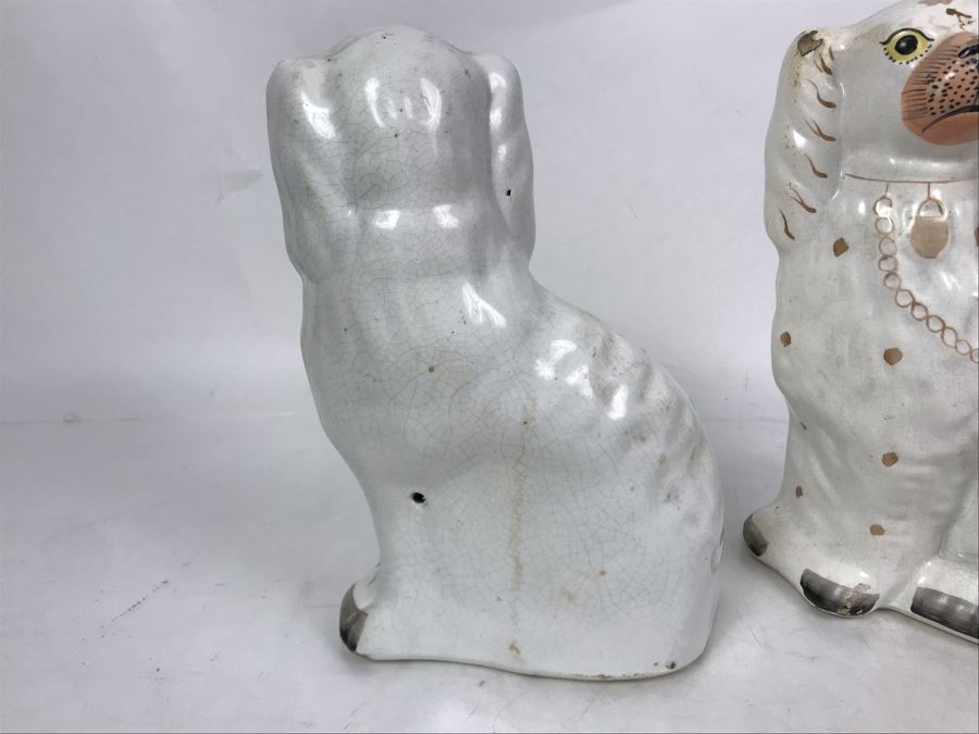 Pair Of Vintage English Staffordshire Dogs 10H [Photo 21]