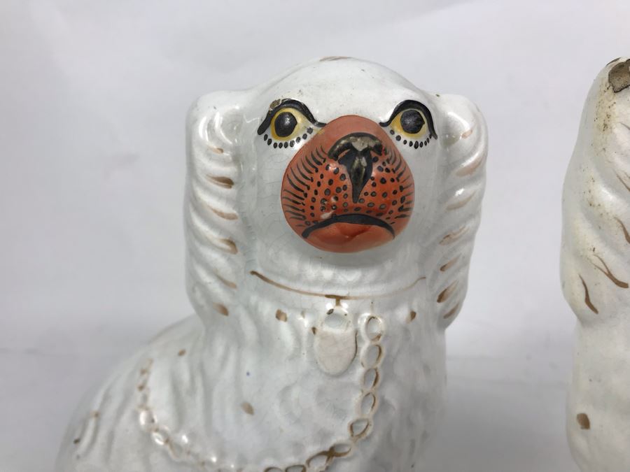 Pair Of Vintage English Staffordshire Dogs 10H [Photo 17]