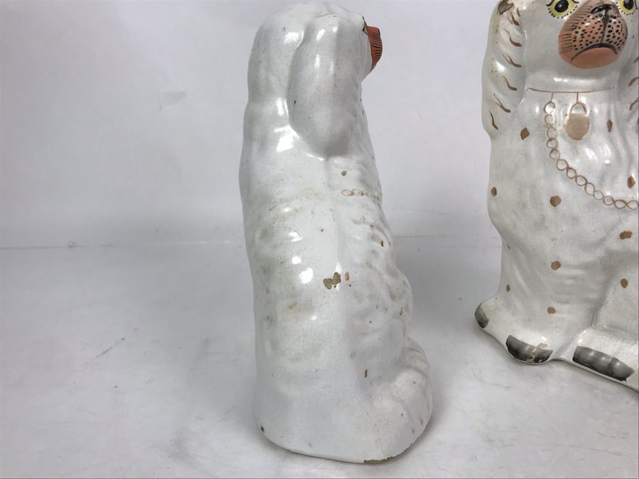 Pair Of Vintage English Staffordshire Dogs 10H [Photo 22]