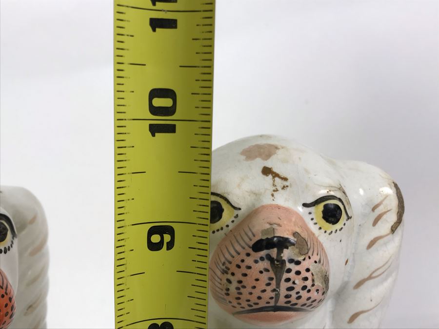 Pair Of Vintage English Staffordshire Dogs 10H [Photo 25]