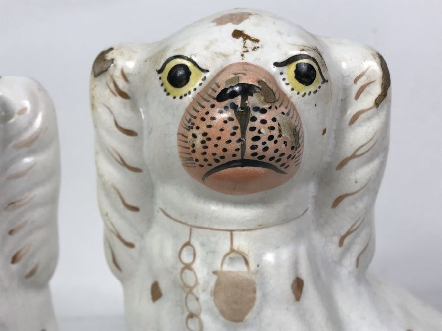 Pair Of Vintage English Staffordshire Dogs 10H [Photo 5]