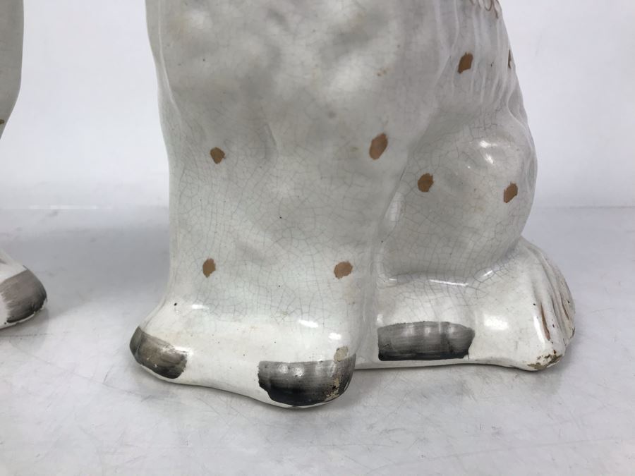 Pair Of Vintage English Staffordshire Dogs 10H [Photo 14]