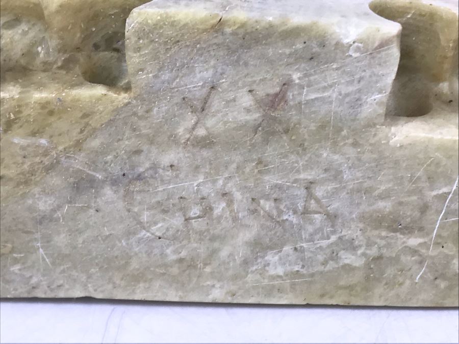 Pair Of Deep-Relief Carved Soapstone Chinese Bookends 5W X 1.5D X 6H [Photo 7]