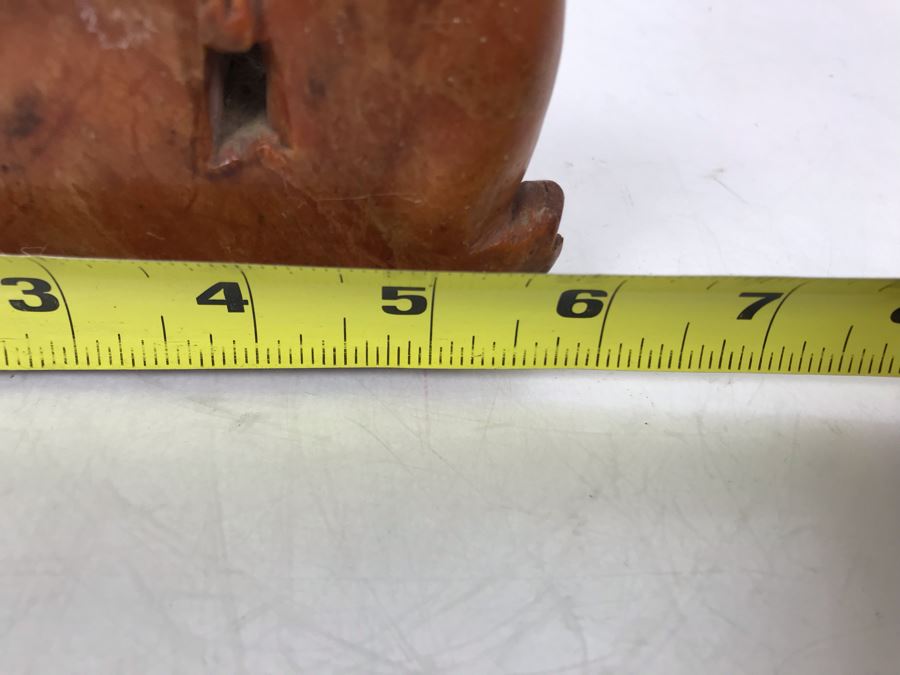 Vintage Chinese Carved Red Soapstone Vase 6W X 2D X 2.5H [Photo 15]