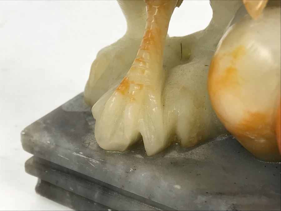 Vintage Asian Carved Stone Sculpture Of Rooster And Baby Chick 5W X 3D X 5H [Photo 12]